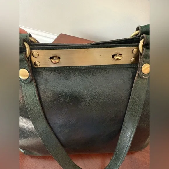 Patricia Nash Dark Green Genuine Leather Bag | Double Handles + Crossbody 🌲☘️ - Picture 9 of 15